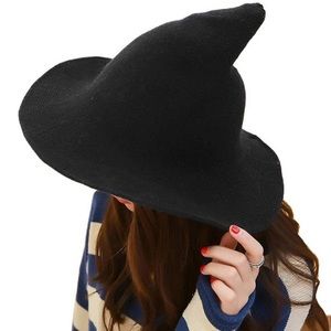 Black Witch Pointed Felt Hat - Women Accessories